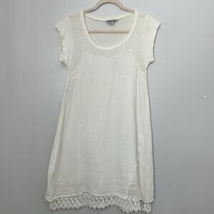 Luainia Womens  Lace and Cotton T-shirt Dress Made in Italy. Size XS 100% Linen